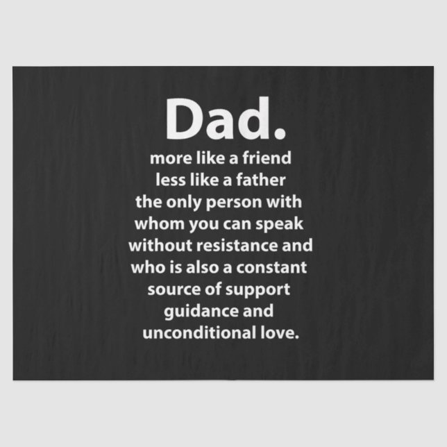 Black and White Dad Daddy Quote Birthday Seidenpapier (Vorderseite)