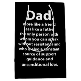 Black and White Dad Daddy Quote Mittlere Geschenktüte