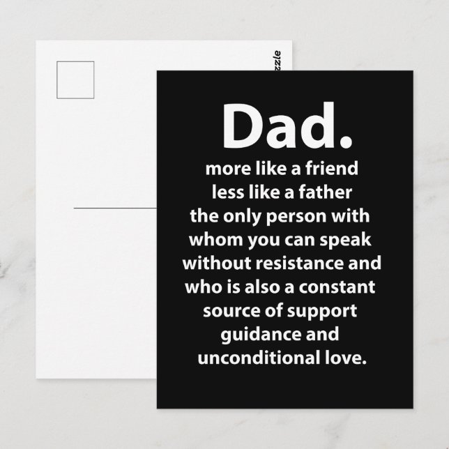 Black and White Dad Daddy Quote  Postkarte (Vorne/Hinten)