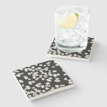 Black and White Daisy's on Stone Untersetzer
