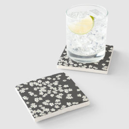 Black and White Daisy's on Stone Untersetzer