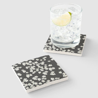 Black and White Daisy's on Stone Untersetzer
