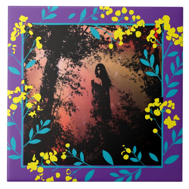 Black and White  Dark Fantasy art Tile Fliese (Vorderseite)