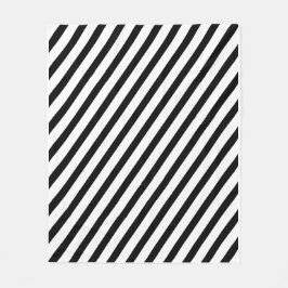 Black and White Diagonal Stripes Fleecedecke