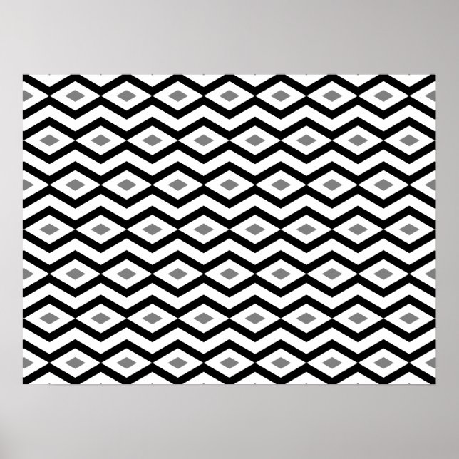Black and White Diamond Zigzag Poster (Vorne)
