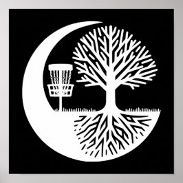 Black and White Disc Golf Silhouette  Poster