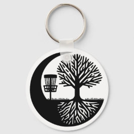 Black and White Disc Golf Silhouette  Schlüsselanhänger