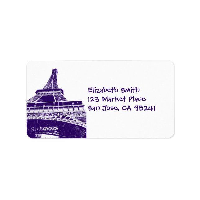 Black and White Eiffel Tower Address Labels Adressaufkleber (Vorne)