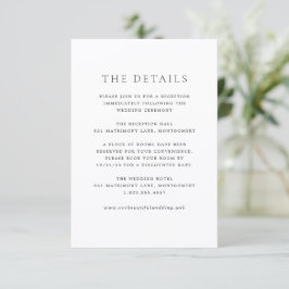 Black and White Elegant Classic Wedding Begleitkarte
