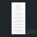 Black and White Elegant Classic Wedding Menükarte<br><div class="desc">Elegant and classic wedding design.</div>