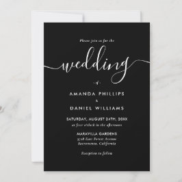 Black and White Elegant Modern Script Wedding Einladung