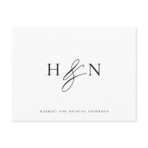 Black and White elegante Monogram Wedding Danke