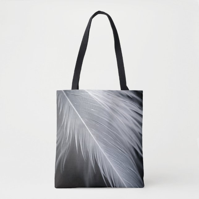 Black and White Feather Design Tote Bag Tasche (Vorderseite)
