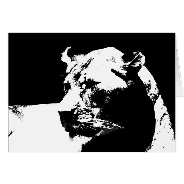 Black and white femelle lion pop art (Devant horizontal)