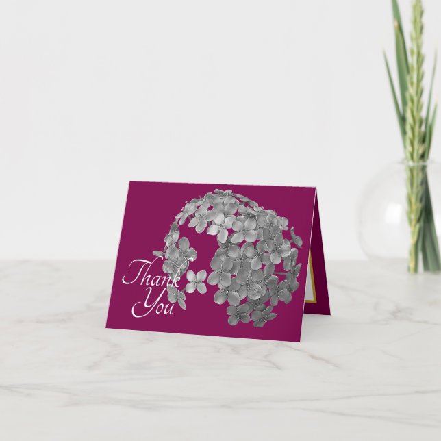 Black and White Floral Cluster Bouquet Thank You Karte (Vorderseite)
