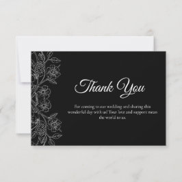 Black and White Floral  Dankeskarte