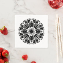 Black and white floral mandala 