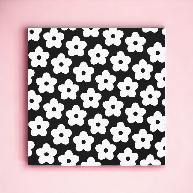 Black and White Flower Y2K Pattern Leinwanddruck (Von Creator hochgeladen)