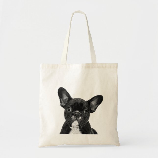 Black and White French Bulldog Portrait Tragetasche (Vorne)