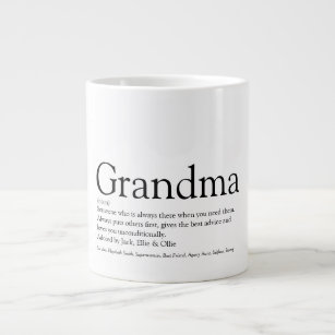 Black and White Fun Grandma Grandmother Definition Jumbo-Tasse
