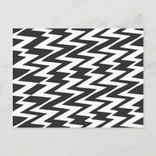 Black and White Funky Zigzag Zickzack Postkarte
