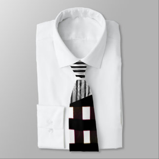 Black and White Geometric Abstract Glitch  Krawatte