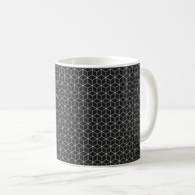  Black and White Geometric Cube Pattern Kaffeetasse (VorderseiteRechts)