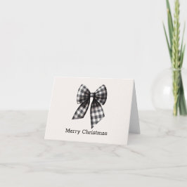 Black and White Gingham Checked Bow Gift oder Feiertagskarte