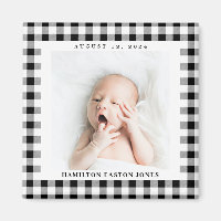 Black and White Gingham Karo Baby Birthdate