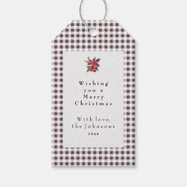 Black and White Gingham Plaid Custom Christmas Geschenkanhänger