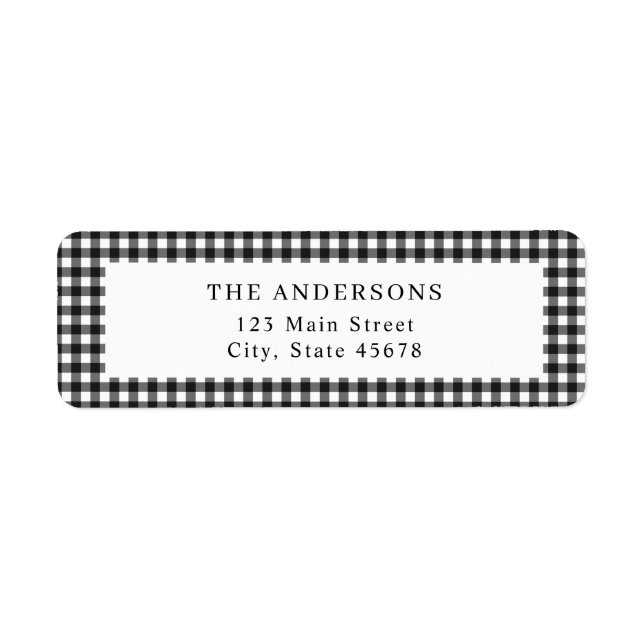 Black and White Gingham Return Address (Vorne)
