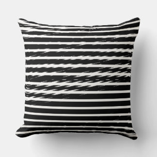 Black and White Glitch Signal Stripes Kissen