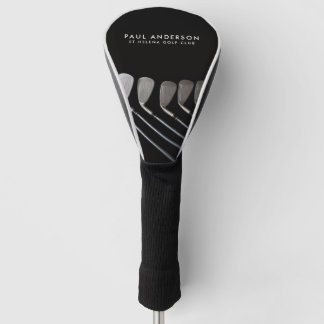 Black And White Golf Club Perosnalized Name Golfer Headcover