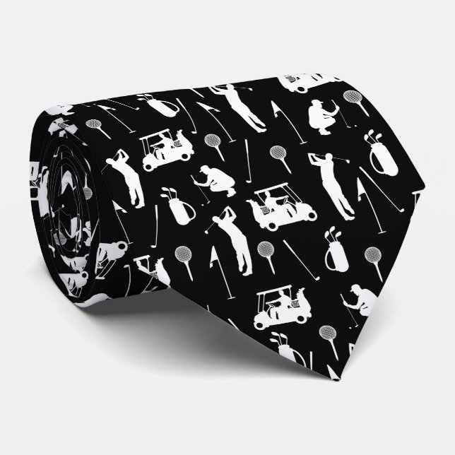 Black And White Golfers Krawatte (Gerollt)
