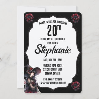 Black and White Gothic Birthday Einladung