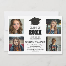 Black and White Graduation Einladung