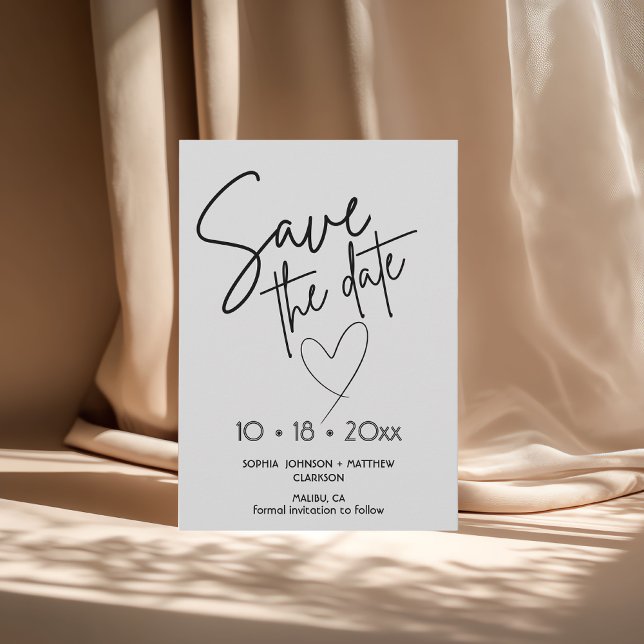 Black and White Hand Drawn Wedding Save The Date  (Von Creator hochgeladen)