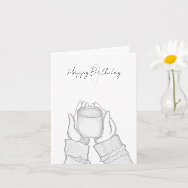 black and white hands with coffee on Note Card Karte (Kleine Pflanze)