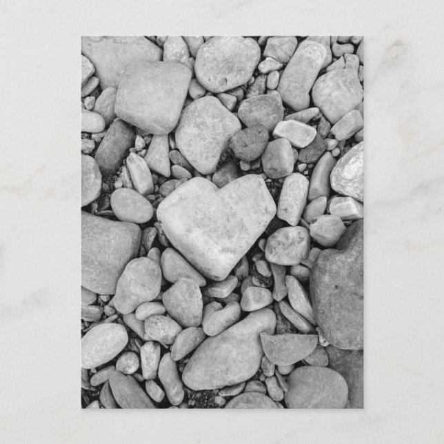 Black and White Heart Rock Postkarte (Vorderseite)