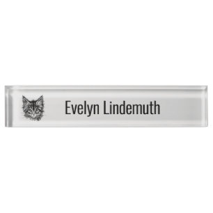 Black and White Kitten Face on Gray Personal Namensplakette