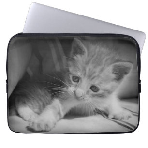 Black and White Kitten Fotograph Laptopschutzhülle