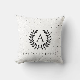 Black And White Laurel Monogram Polka Dot Pattern Kissen