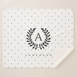 Black And White Laurel Monogram Polka Dot Pattern Sherpadecke