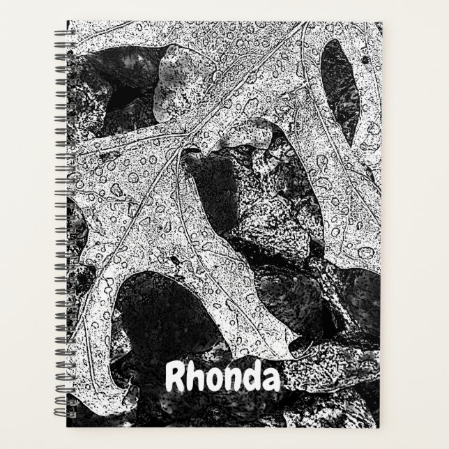 Black and White Leaf Nature Planer (Vorderseite)