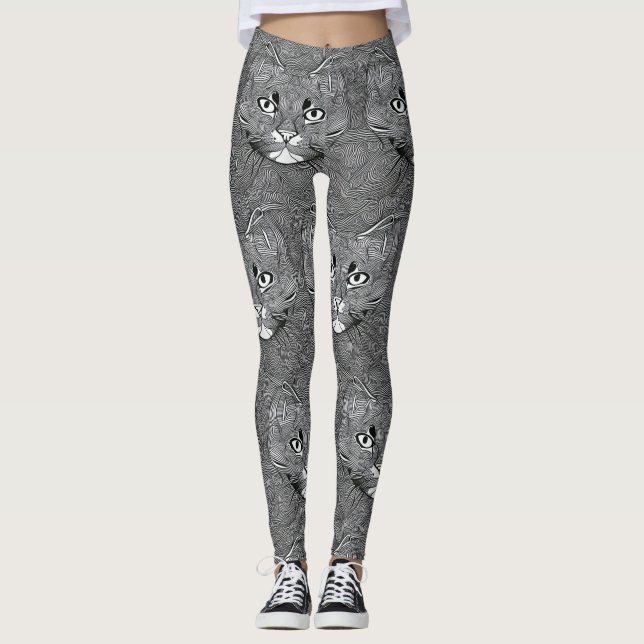 Black and White Leggings for Cat Lovers (Devant)