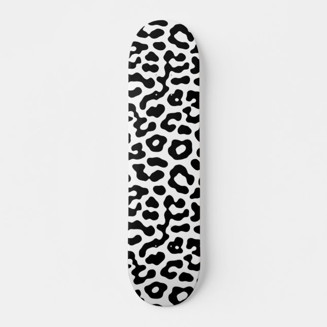 Black and White Leopard Spots Print Pattern Skateboard (Vorne)