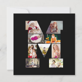 Black and White Letter M Photo Collage Dankeskarte