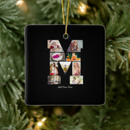 Black and White Letter M Photo Collage Keramikornament