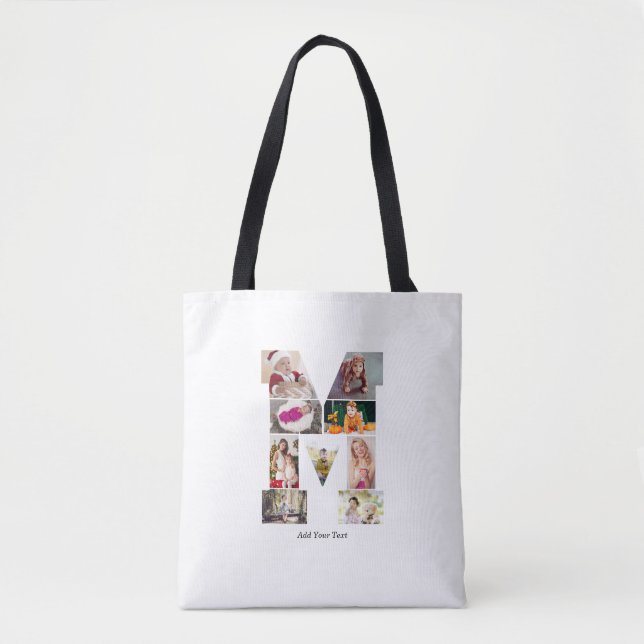 Black and White Letter M Photo Collage Tasche (Vorderseite)