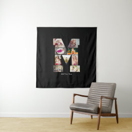 Black and White Letter M Photo Collage Wandteppich